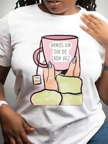 Fashionable Casual Round Neck Short Sved Top Mother's Day T-Shirt Can Be Worn For Daily Wear, Special Print To Give To Friends And Family - 白色 - 查看 1