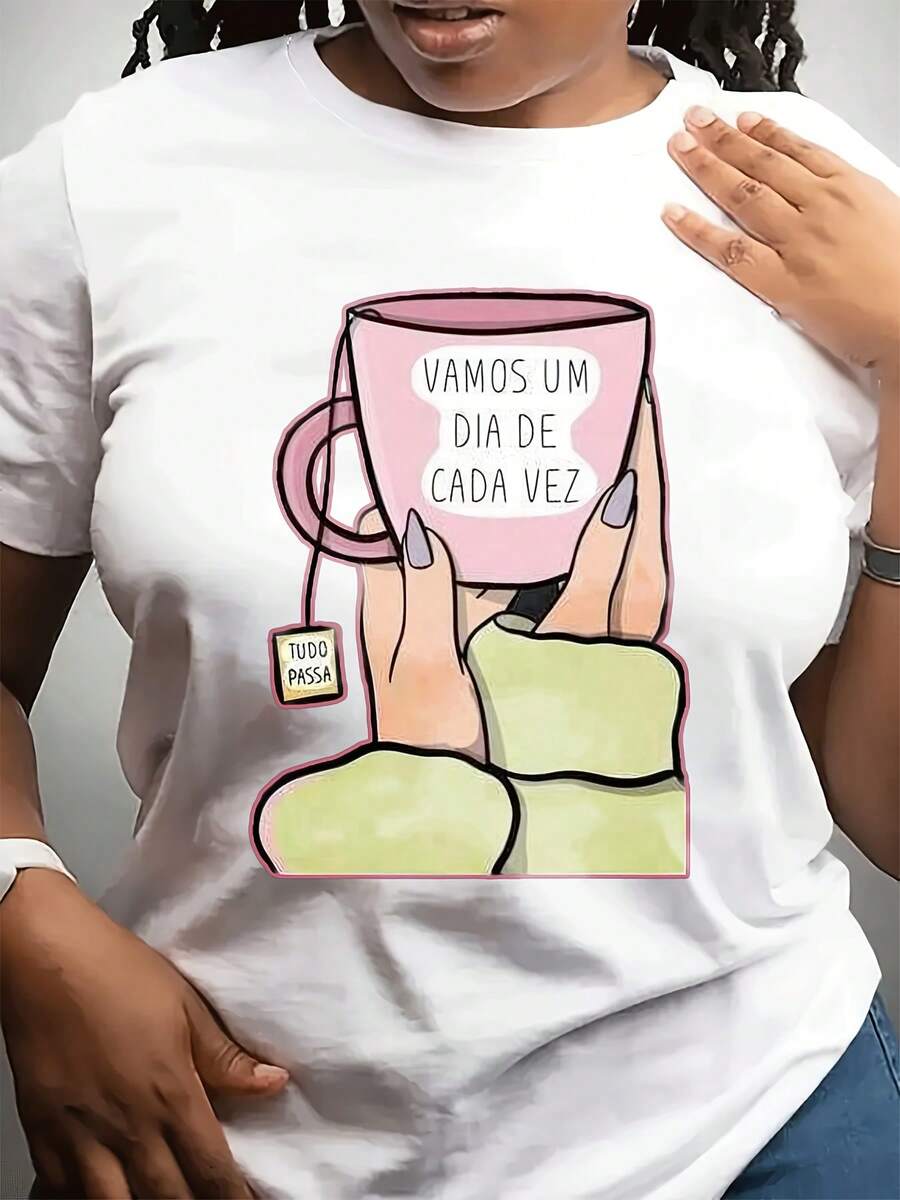 Fashionable Casual Round Neck Short Sved Top Mother's Day T-Shirt Can Be Worn For Daily Wear, Special Print To Give To Friends And Family - 白色 - 查看 1