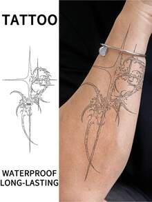Tatuajes temporales de cruz y estrella que brillan en la oscuridad, duran de 1 a 2 semanas, adecuados para Halloween y fiestas, arte corporal llamativo, expresión única, diseño delicado, tinta de alta calidad - Halloween - Ver 8
