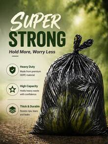 Extra Large Heavy-Duty Trash Bags – Strong Garbage Bags For Home, Garden & Outdoor Cleaning - Black - View 4
