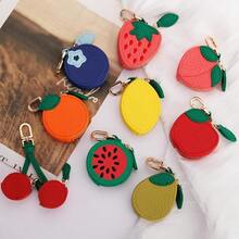 Fruit Coin Purse Bag Charm Keychain, Mini Charm Kawaii Leather Coin Purse Pouch Holder For Airtag Handbag Tote Wallet - 香蕉 - 查看 7