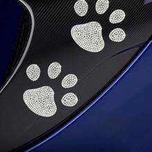 Sparkly Personalized Fun Cat Paw Rhinestone Car Decal - Cute Shiny Sticker, Suitable For Vehicle Interior, Fits Various Car Models, Cute Car Accessory - A - View 2