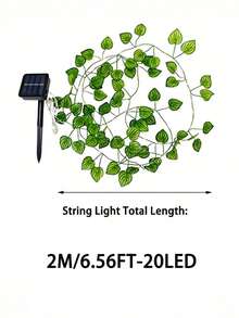 2/5/10个装太阳能西瓜叶灯，100颗LED人造西瓜叶，仿真绿色植物叶子灯串，卧室藤蔓LED装饰灯，太阳能人造西瓜叶 - 仿丝绸叶子和柔软铜线材质，简约风格 - 太陽能西瓜葉燈串 - 查看 15