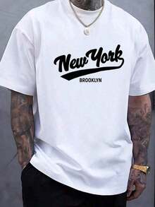 Camiseta de hombre de cuello redondo y manga corta.Estilo casual con estampados modernos y cómoda - Blanco - Ver 1