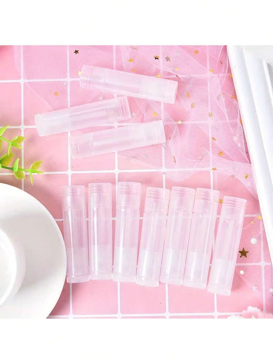 10 piezas Tubos de brillo de labios transparentes, envases cosméticos vacíos, envasado de bálsamo labial, accesorios de maquillaje de viaje, tubos de lápiz labial DIY, suministros artesanales, pequeños envases de regalo