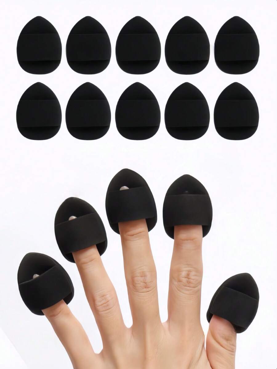 10 miếng bông mút trang điểm mini. Bao gồm bông mút đệm khí, bông mút tán kem nền không chứa latex và bông mút trang điểm, thích hợp cho kem nền dạng lỏng, phấn phủ và kem che khuyết điểm. Phù hợp với mọi loại da. - màu đen - Xem 1
