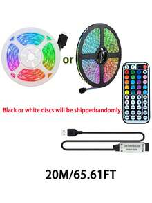 16-100英尺USB LED灯带，带44键遥控器，RGB氛围LED灯带，USB供电，自带背胶，适用于卧室、派对、夜灯/电视背光、卧室LED灯带、节日装饰、家居墙面装饰、万圣节派对照明礼品，1米/2米/3米/5米/10米/15米/20米LED灯带，适用于房间、游戏室等，RGB LED灯带，自带背胶，带44键遥控器，可调光 - 彩色光 - 查看 15