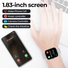 Reloj inteligente con batería de alta capacidad de 180mAh y pantalla HD de 1.83", llamadas inalámbricas, alertas de mensajes, pronóstico del tiempo, carátulas personalizables, correas de colores, estilo de moda, mejor regalo - Ver 3