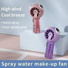 Mini Handheld Mist Fan, Nano Mist Cooling Portable Small Fan, 4 Speeds 800mAh Rechargeable, Suitable For Travel, Commute, Beach, Office In Summer - 手持 - 查看 5