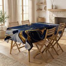 1pc Luxury Marble Texture Printed Polyester Tablecloth, Suitable For Kitchen, Dining Room, Holiday, Banquet, Party Table Decor - Multicolor - View 4