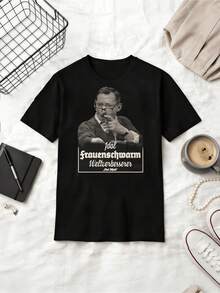 German Retro Ekel Alfred Funny Celebrity Cotton Summer Short Sleeve T-Shirt - 黑色 - 查看 6