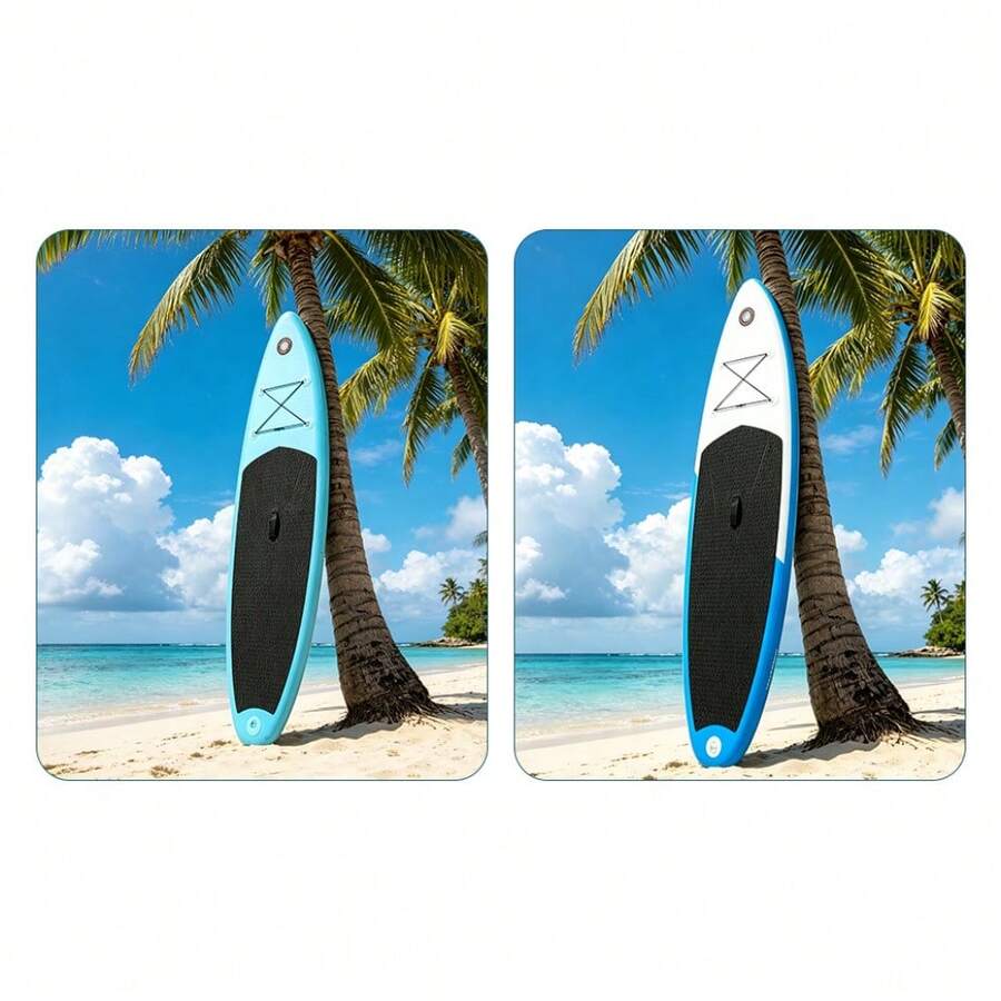 10FT Wide Stable Inflatable SUP Board, Non-Slip Deck Stand Up Paddle Board Equipped With Adjustable Paddle, Pump And Travel Bag, Portable Lightweight Surfboard For All Water Scene Surfing - Lake Blue - View 1