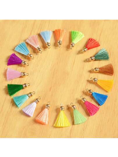 18 chiếc tua rua mini 3cm - Mặt dây chuyền ngắn để tự làm khuyên tai, phụ kiện tóc và quần áo, tua rua bằng sợi rayon mềm mại dùng để làm đồ trang sức và đồ thủ công.