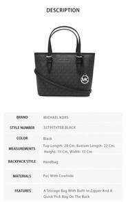 Túi đeo vai nữ Michael Kors Jet Set Travel Print 35T9STVT0B màu đen - Màu đen 35T9STVT0B - Xem 6