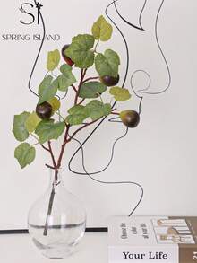 1/3pcs Artificial Ficus Branches With 5 Fruits, 38cm/14.9 Inches, Made Of PE Material. Available In Green Or Purple Fruit Styles. Artificial Plants, Artificial Flowers, Seasonal Decor, Wedding Decor, Tabletop Decor, Centerpiece, Fake Plants, Room Decor, Desk Decor, Garden Decor, Indoor Decor, Party Gifts, Dorm/Office Decor, Easter, Home Decor. - Multicolor-b - View 3