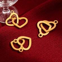 5 piezas de conectores de corazón entrelazados en oro y plata, eslabones de corazón doble de acero inoxidable 304 para hacer pulseras, collares y suministros de joyería DIY - conector - Ver 3