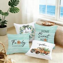 4pcs Minimalist Watercolor Green Floral Wreath Decorative Pillow Covers, Single-Sided Printed Soft Peach Velvet Material, 45*45CM Cushion Covers For Home, Bedroom, Living Room, Party, Holiday Decor, Sofa Throw Pillow Covers, Gift (No Pillow Insert) - Multicolor-4pcs - View 10