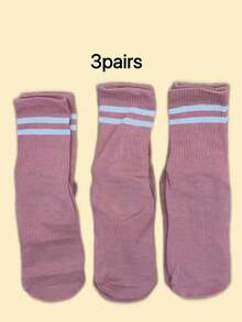 3双装女士四季瑜伽运动袜，款式随机，女士防滑过膝袜（带防滑纹理），女士纯棉芭蕾舞防滑过膝袜 - 彩色 - 查看 10