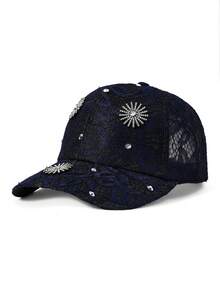 1pc Pink Lace Rhinestone Flower Baseball Cap, Breathable Mesh Adjustable Visor Hat, Sweet Luxurious Versatile Sun Hat, Summer Outing & Commute UV Protection Girlish Accessory - Baseball Cap - View 13