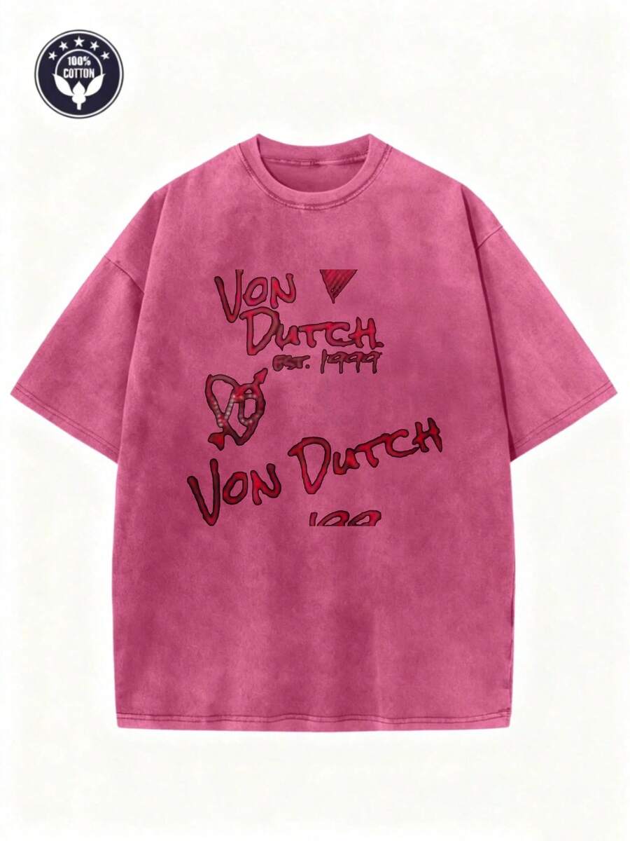 Summer TOP Apricot 1pcs Women's Double-Sided Printing Von Dutchh Heart Logo With Key And Year 1999 Fabric Soft & Skin-Friendly Unisex Style Gifts For Spring Festival, Valentine's Day, St. Patrick's Day & World Cup-Van Dutch Dragon Print Women T Shirt Classic Americana Style Graphic Tee-Vintage Street Style Unisex Loose Cotton Short Sleeve Crew Neck T-Shirtwomens Clothes,Graphic T Shirt,Ropa De Verano MujerMother's Day Gift,2026 World Cup T-Shirt, Couple StyleMother's Day Gift,2026 World Cup T-Shirt, Couple StyleMother's Day Gift,2026 World Cup T-Shirt, Couple StyleMother's Day Gift,2026 World Cup T-Shirt, Couple Style KTGU - Màu Hồng Tươi - Xem 1
