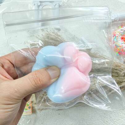 柔软双色猫爪挤压玩具，慢回弹减压毛绒爪垫，办公桌玩具，学生和上班族治愈礼物，可爱减压玩具