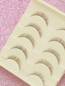 AYRMILLA Short Brown False Eyelashes 5 Pairs, Natural Fluffy, Thin & Smooth, Suitable For Daily Work Meetings, Natural Style False Eyelashes, Comfortable To Wear, Thick & Dense, Includes Eyelash Curler And Eyelash Brush - Brown - View 5