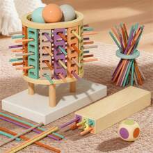 Wooden Parent-Child Interactive Board Game! 3-In-1 Stick Pulling Game, Dice Rolling Color Recognition, Exercises Focus And Balance, One Toy Multiple Ways To Play, Essential For Parent-Child Time, Enhances Cognition And Thinking Puzzle Toy Set - 抽棍遊戲 - 查看 8
