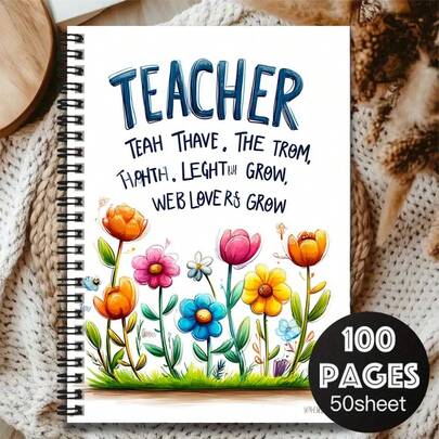 1 stuk spiraalgebonden notitieboek met bloemenpatroon, 100 pagina's, hoge capaciteit, geschikt voor werk, studie, school. Kan gebruikt worden als agenda, dagplanner, memo. Een attent cadeau voor leraren, afgestudeerden en verjaardagen.