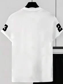 Conjunto de ropa exterior para hombres, camiseta de manga corta de cuello redondo de moda de verano de secado rápido y creativa, con estampado digital 3D de patrón de letras de estilo retro, esencial para entusiastas de la moda callejera, adecuado para uso diario casual, fitness, running, ropa deportiva - Multicolor - Ver 4