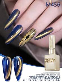 XEIJAYI 1pc 15ml Cat Eye Nail Gel, Semi-Permanent Nail Soak-Off UV LED Nail Salon DIY Nail Salon Gel, Spring/Summer Nails - Blue - View 3