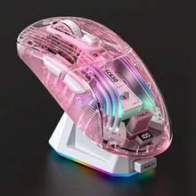 AULA SC630Pro 透明无线鼠标 三模 2.4G 蓝牙有线游戏鼠标 带磁吸充电底座 RGB 背光 原装 AULA 办公游戏鼠标 - 查看 9