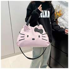 SANRIO 1个可爱三丽鸥Hello Kitty手提包，女士多功能手提包，配有可拆卸肩带，尼龙材质，可单肩斜挎，印有可爱的Kitty Kitty图案，大容量日常手提包兼行李包 - 彩色 - 查看 12