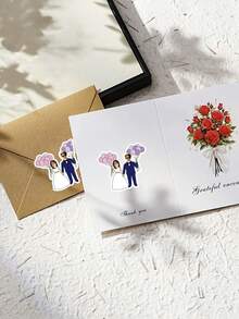 10/20/40/60张定制婚礼新郎新娘情侣贴纸 - 婚礼当天个性化纸质贴纸，适用于婚礼订婚礼物包装、婚礼派对装饰、节日礼品封条、感谢袋标签、自粘贴纸、新娘送礼会回礼 - 彩色 - 查看 3