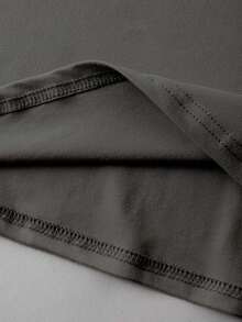 Camiseta de cuello redondo y hombros caídos - Gris Oscuro - View 4