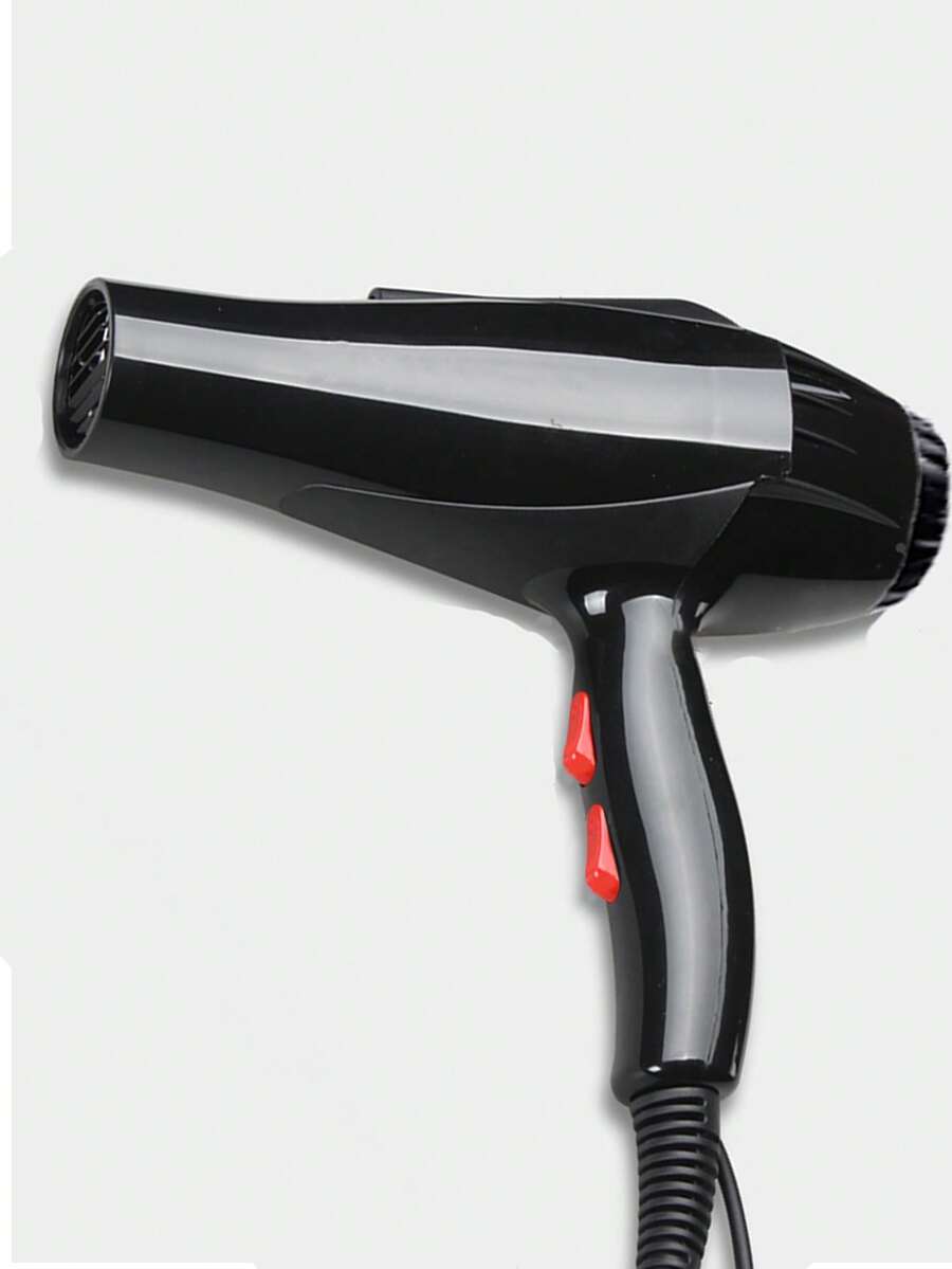 1pc High-Power Hair Dryer With Nozzle & Diffuser, Nylon Shockproof Material, 2 Switches, Multiple Speed & Temperature Settings - Black - View 1