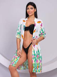 Chemise indiana Estampada De Mangas Longas - Branco - Visão 9