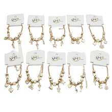 KIT1-6 Silver/Gold Charm Bracelet, Women's Style, Fashion Gift/Random Model - 1個隨機銀幣 - 查看 5