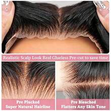 34 Inch 5*5 13*4 200% Density Straight Long Lace Frontal Wigs Glueless - Put On And Go Pre Cutting Pre-Plucked No Glue Needed Brazilian Remy HD Transparent Lace Front Wigs With Natural Hairline - Ear To Ear Pre Bleached Pre Ironing Pre Pulling Middle Part Wigs Frontal Glueless Elegant Style For All Ethnicities Blended Human Hair Wigs Glueless Weaves Wigs For Women Daily Use Blended Hair - Natural & Black - View 8