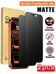 2pcs - High Quality Matte Ceramic Privacy Screen Protector, Privacy Protection, Soft & Comfortable, Side Privacy Protection, Anti-Scratch, Full Screen Fit No Gaps, Suitable For IPhone 16 Pro Max/16/16 Pro/16 Plus/14 Pro Max/17/17 Pro/17 Pro Max/17 Air/15/14/13/12/11, Phone Accessories, Compatible With Phone Cases, Worry-Free Privacy And Security. - Black - View 16