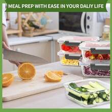 5 Pcs Airtight Glass Food Storage Containers Reusable Kitchen Boxes With Lids - View 2