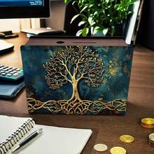 1pc 2026 Digital Wooden Piggy Bank, Nordic Style Desktop Decor, Creative Coin Bank For Children And Adults |Cozy Candlelight Nest Design| Dark Brown Reusable Money Storage Box |Perfect For Home, Office Decor And Wedding Gifts |Ideal Mother's Day, Christmas, Halloween Gift, Christmas Home Decor - Multicolor - View 6