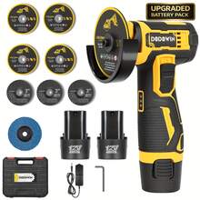 19500RPM Mini Cordless Angle Grinder, Electric Polishing And Grinding Tool, Powered By Lithium Battery With 2 Batteries And Additions. Ideal For Polishing Metal, Suitable For Wood, Metal, Stone, And Concrete Grinding, Precision Polishing - Upgrade 2 Batteries+Basic Access - View 7