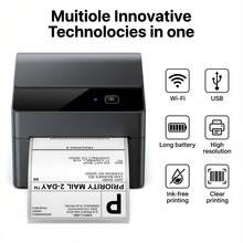 Phomemo A64M Bluetooth Shipping Label Printer 4x6, Wireless Thermal Label Printer With Built-In Paper Bin, High-Speed Inkless Printing For Small Business And Shipping Packages, Easy Setup, Compatible With Android And Windows Computers - Black Wireless Thermal Printer With Built-in Paper Tray + Orange Button - View 3