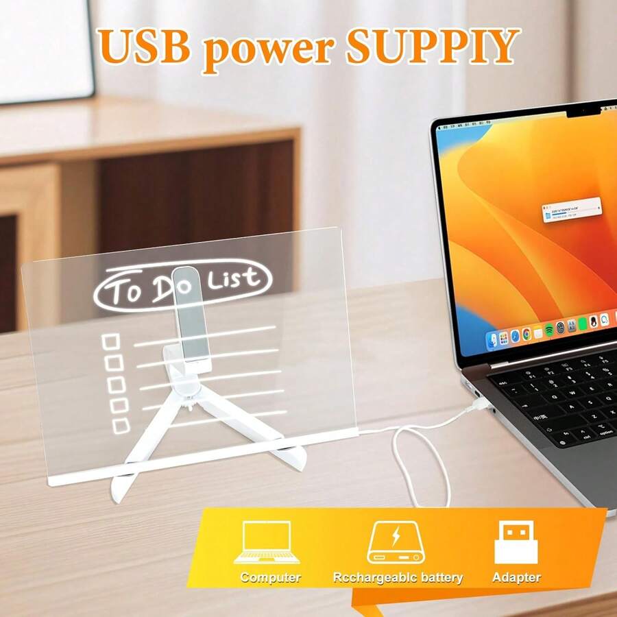 Message Board Light Up Acrylic Drawing Pad With 7 Colour Pens Stand