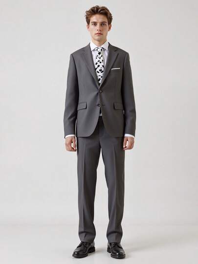 2pcs Men's Suit, Elegant Solid Color Double-Breasted Slim Fit Single-Breasted Party Wedding Suit Jacket & Pants Set, Men's Formal Suit, Dark Gray, Size XS-XXXL
