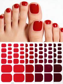 5pcs Solid Colour Toe Nail Wraps, Spring/Summer Classic Minimalist Toe Nail Strips,Easy To Apply,Suitable For Women's Vacation, Holiday Parties, Dates, And Home DIY Nail Stickers - Multicolor - View 1