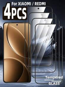 4pcs Full Coverage Tempered Glass Screen Protector Compatible With Xiaomi Full Coverage, High Hardness, Scratch-Resistant, Fingerprint-Proof, No Edges, No Bubbles, Compatible With Phone Cases, Easy Installation - Clear - View 62