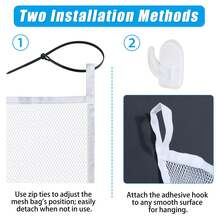 Hanging Mesh Storage Bag, Suitable For Pool Toys/Water Guns/Balls/Floats, Foldable Quick-Dry Design, Applicable For Pool Side/Bathroom/Beach, Durable Pool Toy Storage Bag Set - One Large White Item + Three Small White Items - View 4