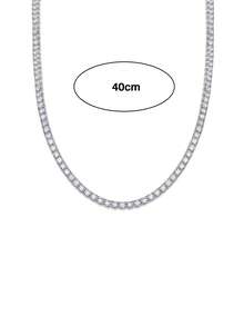 12ct Luxury Moissanite Necklace In 925 Silver, 3.0mm X 120pcs, Romantic Fashionable Design, Creative Gift For Women, Suitable For New Year, Christmas, Teacher's Day, Mother's Day, Halloween, Vintage Retro Rock Style Jewelry For Engagement, Wedding, Birthday, Anniversary - Silver - View 4