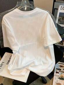 Camiseta de manga corta con estampado de dibujos animados para mujer, estampado lindo 3333 # Casual blanco de verano 100% algodón - Blanco - Ver 3